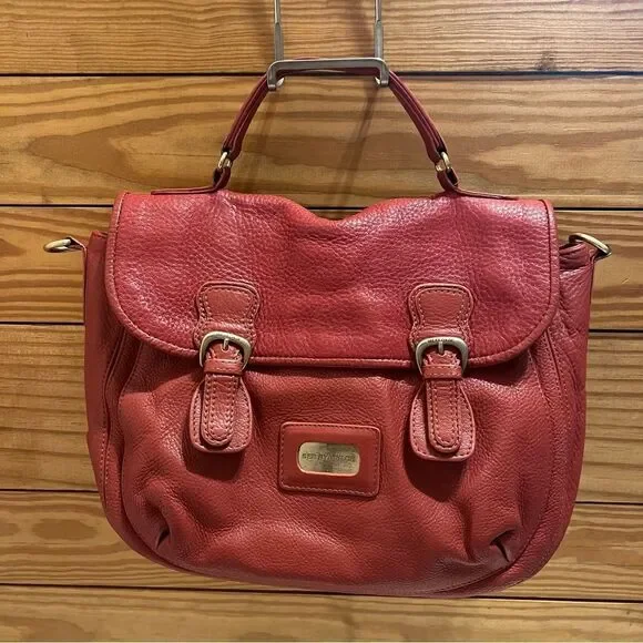 Chloe Grapefruit Red Leather Satchel Top Handle Brushed Gold Shoulder Bag Tote - Picture 12 of 12